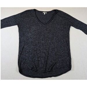 Express One Eleven Women M Heathered Gray Deep V-Neck High-Low T-Shirt Soft Knit